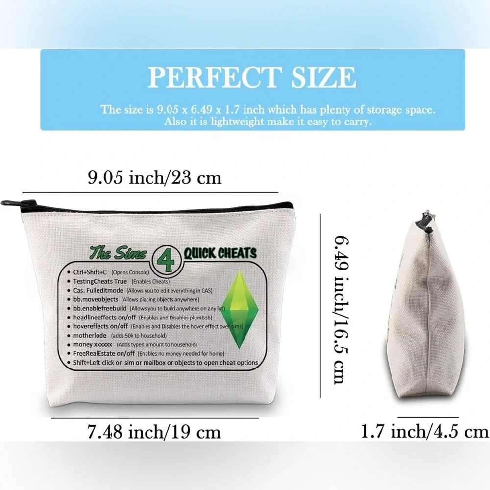 GJTIM women’s The Sims 4 Quick Cheats Plumbob Gaming Graphic Makeup Bag